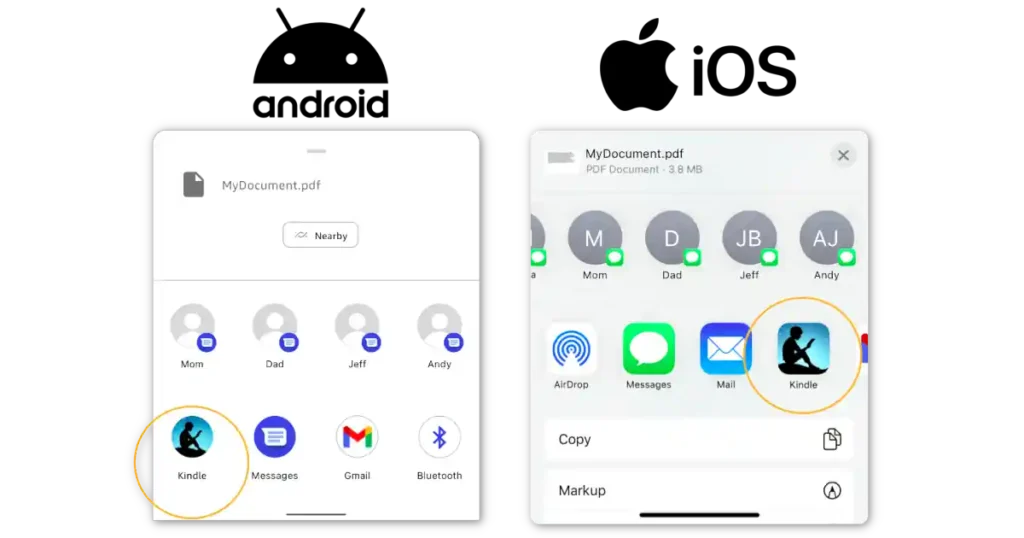 Para enviar livros digitais à biblioteca Kindle é só compartilhar o arquivo com o aplicativo da Amazon.